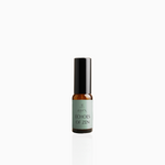 15ml Echoes of Zen fragrance mist in amber glass bottle with black cap and sage green label, photographed on white background