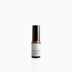 15ml Ethereal Muse fragrance mist in amber glass bottle with black cap and airy powder blue label, photographed on white background