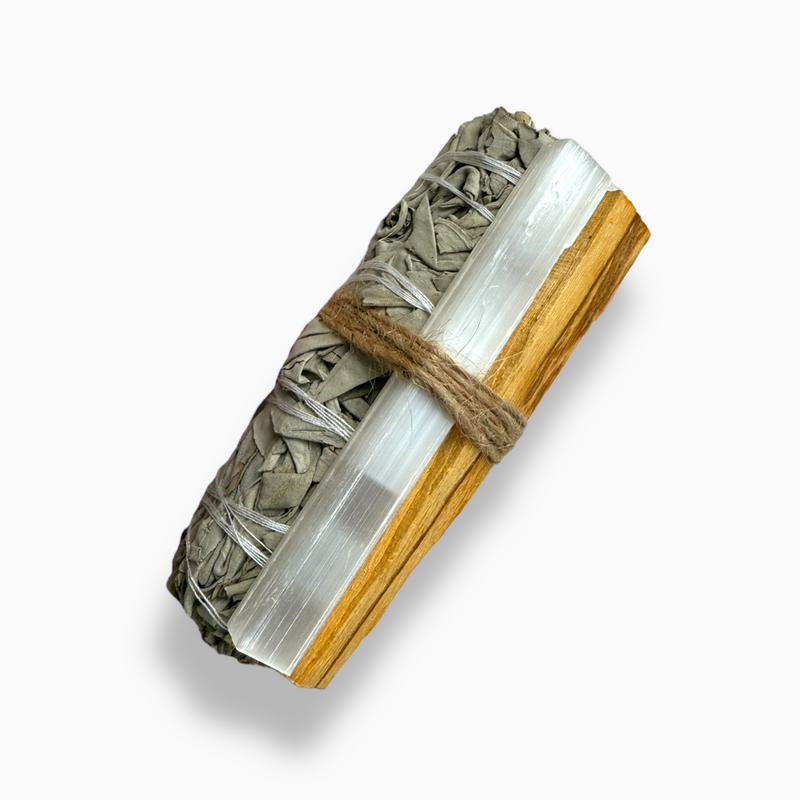 Light & Cleanse Trio: White Sage, Palo Santo & Selenite Wand