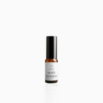 15ml White Blossom fragrance mist in amber glass bottle with black cap and clean white label, photographed on white background